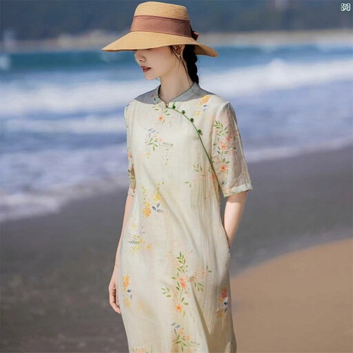 レディース ファッション 中華風 中華ドレス 中華風 ラミー 半袖 ドレス 斜め 夏 瞑想 チャイナ レディース ファッション 中華風 中華ドレス 中華風 ラミー 半袖 ドレス 斜め 夏 瞑想 チャイナ