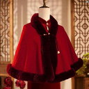 レディース 中華ドレス 中国ドレス チャイナドレス 綺麗 オシャレ パーティー 披露宴 上品 レッド チャイナ ショール 秋冬 ニット 結婚式 厚手 ウサギ 毛皮 アウター コート 幸せ 義母 パーティー 衣装 ママ