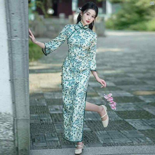 レディース 中華ドレス 中国ドレス チャイナドレス 綺麗 オシャレ パーティー 披露宴 上品 グリーン 伝統的 長い チャイナ ドレス 若々しい レトロ スリム 長袖 春秋 日常 着用 可能 レディース 中華ドレス 中国ドレス チャイナドレス 綺麗 オシャレ パーティー 披露宴 上品 グリーン 伝統的 長い チャイナ ドレス 若々しい レトロ スリム 長袖 春秋 日常 着用 可能