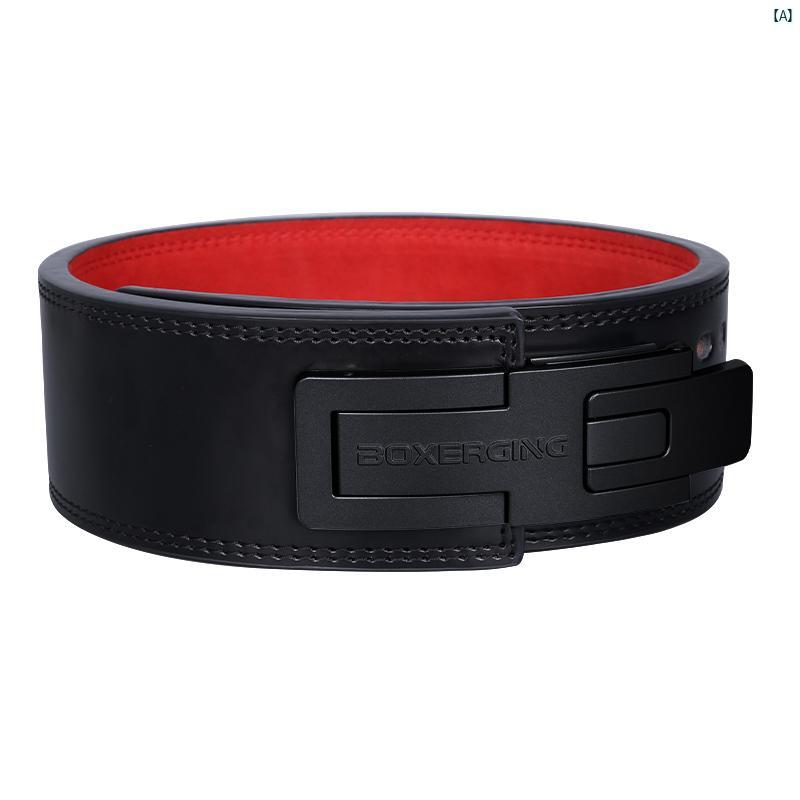 ボクシング パワーリフティング フィットネス ベルト スクワット デッドリフト メンズ 重量挙げ スポーツ ウエスト ガード 牛革 レバー バックル クイック
