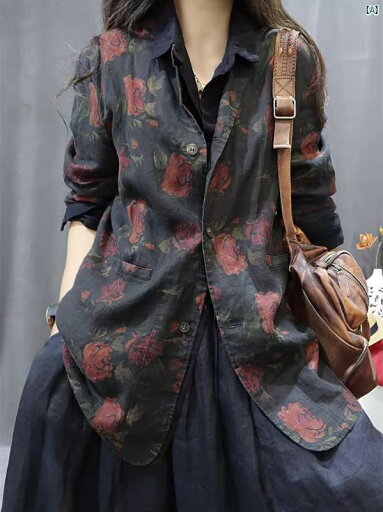 レディース ファッション コットン リネン 文学 婦歳 服 春秋 ハイエンド スーツ エスニック レトロ リネンシャツ レディースジャケット レディース ファッション コットン リネン 文学 婦歳 服 春秋 ハイエンド スーツ エスニック レトロ リネンシャツ レディースジャケット