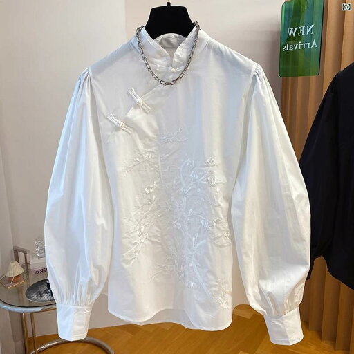 レディース ファッション 中華風 ライト シャツ 初秋新 レディース ハイエンド 刺繍 スタンドカラー ボタン アップ 長袖 レディース ファッション 中華風 ライト シャツ 初秋新 レディース ハイエンド 刺繍 スタンドカラー ボタン アップ 長袖