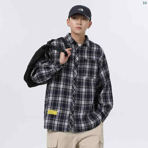 メンズ 海外ファッション 韓国ファッション 男性用 アメリカ レトロ ブルー い 格子縞 シャツ 初秋 ジャケット 美しい 服 作業着 長袖 メンズ 海外ファッション 韓国ファッション 男性用 アメリカ レトロ ブルー い 格子縞 シャツ 初秋 ジャケット 美しい 服 作業着 長袖