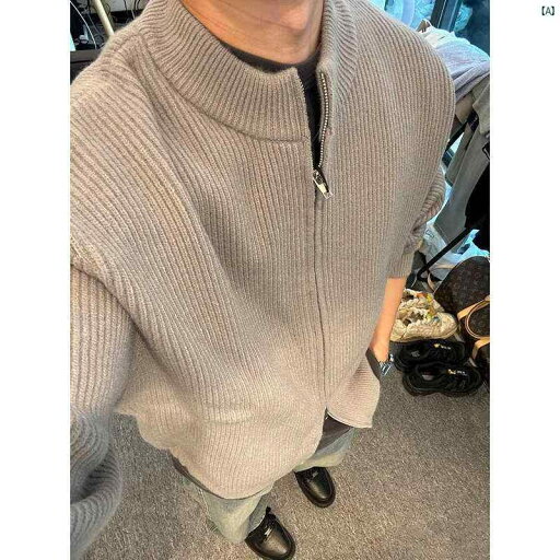 メンズ 海外ファッション 韓国ファッション 春秋 ハイエンド クリーン フィット グレー ニット カーディガン ジャケット メンズ アメリカン レトロ スタンドカラー セーター メンズ 海外ファッション 韓国ファッション 春秋 ハイエンド クリーン フィット グレー ニット カーディガン ジャケット メンズ アメリカン レトロ スタンドカラー セーター