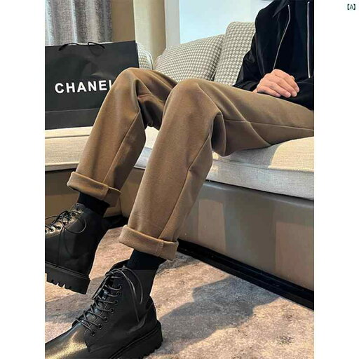 メンズ 海外ファッション 韓国ファッション ブーツ パンツ メンズ 春秋 ウール 組み合わせた 小柄 足 クリーン フィット スリム ストレート ペンシル す メンズ 海外ファッション 韓国ファッション ブーツ パンツ メンズ 春秋 ウール 組み合わせた 小柄 足 クリーン フィット スリム ストレート ペンシル す