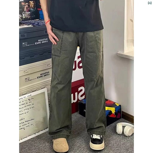 メンズ 海外ファッション 韓国ファッション アーミーグリーン シミター アメリカン オーバー オール メンズ 春秋 ストレート パンツ ヴィンテージ カジュアル メンズ 海外ファッション 韓国ファッション アーミーグリーン シミター アメリカン オーバー オール メンズ 春秋 ストレート パンツ ヴィンテージ カジュアル