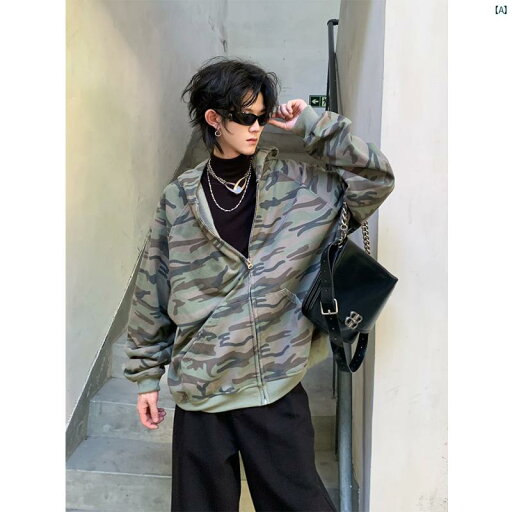 メンズ 海外ファッション 韓国ファッション 迷彩 フード付き カーディガン トレーナー 男性 秋冬 ヘビーウェイト カジュアル パーカージャケット メンズ 海外ファッション 韓国ファッション 迷彩 フード付き カーディガン トレーナー 男性 秋冬 ヘビーウェイト カジュアル パーカージャケット