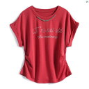 レディース レディース ファッション オシャレ 海外ファッション Passionate Red Hot Diamond Letter ネックレス ラグラン 半袖 カフス プリーツ Tシャツ(4)