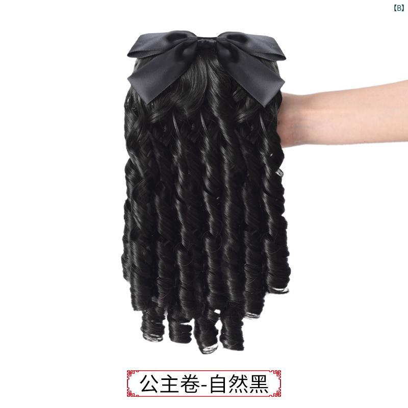 ウィッグ 中華風 古風 レディース コスプレ 韓服 かつら ポニーテール レディース レトロ チャイナ ドレス 民族風 ローマ 巻き 毛 ロング ヘア フリッター カーリー アンティーク フェイク 三つ編み