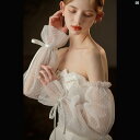 レディース ファッション 結婚式 パーティー 着飾り オシャレ WG 082 ホワイト エレガント ロング ドットメッシュ ブライダルドレス 指し 袖 写真 結婚式 手袋