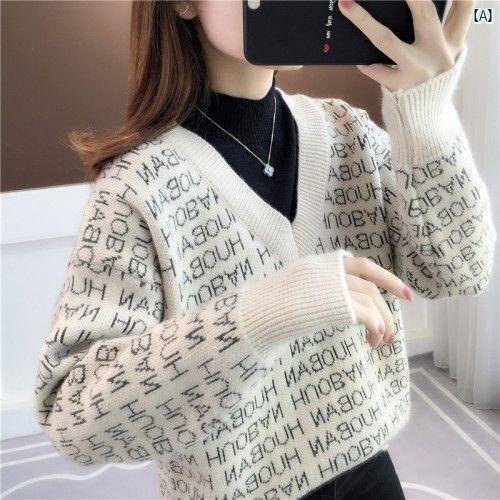 フェイク 2点 セーター レディース 秋冬 ステッチ 文字 インナー