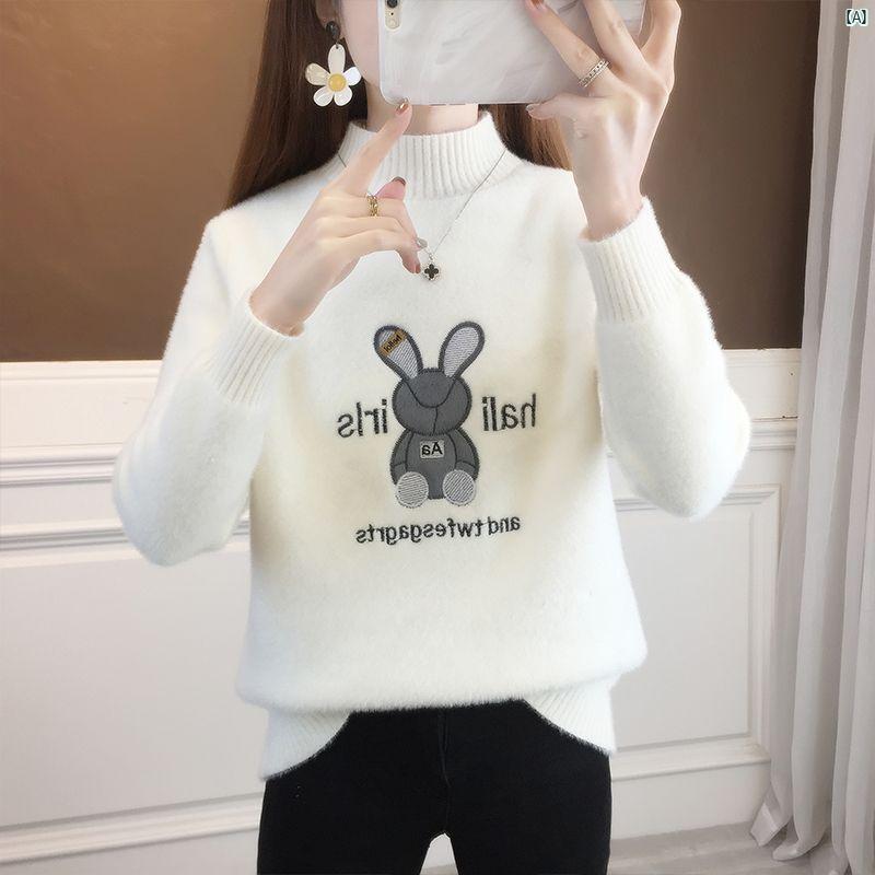 レディース　ママ　お母さん ベルベット セーター レディース ソフト かわいい クマ プリント 暖かい アウターウェア プルオーバー インナー