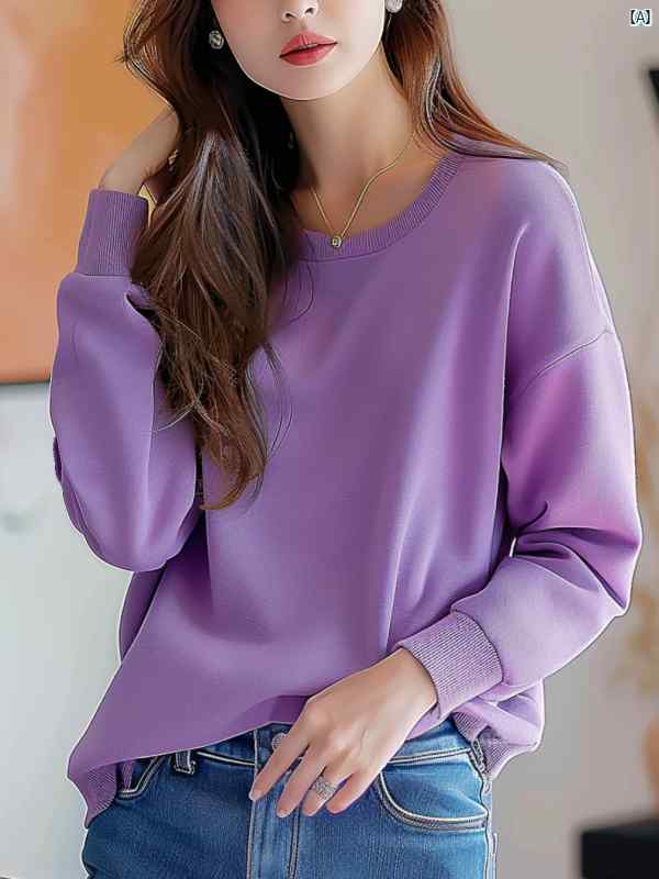 レディース　ママ　お母さん パープル ラウンドネック トレーナー レディース 春 ファッション ショルダー ハイエンド カジュアル トップス シャツのサムネイル