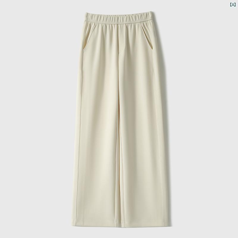 @ xiaohange 春 スリム 快適 耐久性 ウエスト シンプル カジュアル ストレート パンツ レディース KSD 791558 AL