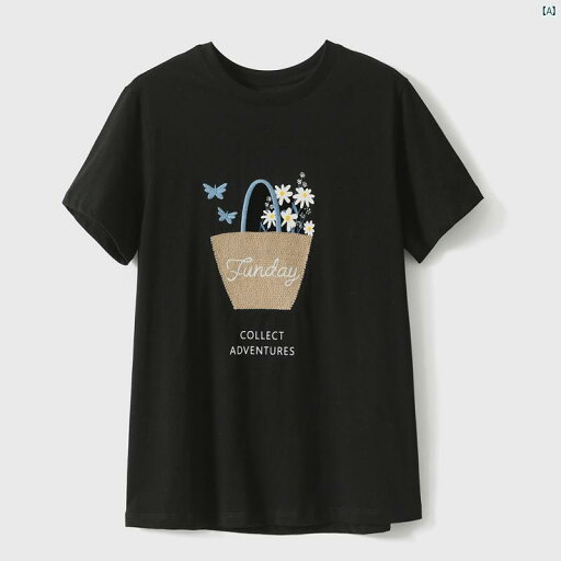 @ xiaohangei シーサイド ホリデー 通気性 コットン 立体 刺繍 ラウンドネック 半袖 Tシャツ TXB 791946 ML @ xiaohangei シーサイド ホリデー 通気性 コットン 立体 刺繍 ラウンドネック 半袖 Tシャツ TXB 791946 ML