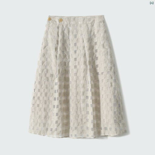 シャオ ハンゲ 文 麻 織り チェックプリーツ パフ スカート ミモレ丈 QZE 681400 MG シャオ ハンゲ 文 麻 織り チェックプリーツ パフ スカート ミモレ丈 QZE 681400 MG