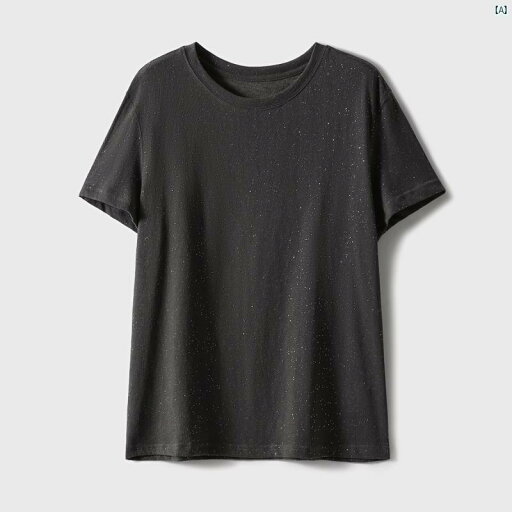 xiaohange ギャラクシー シャイン 重 工高 光沢 スパンコール ラウンドネック コットン Tシャツ TXB 780576 MG xiaohange ギャラクシー シャイン 重 工高 光沢 スパンコール ラウンドネック コットン Tシャツ TXB 780576 MG