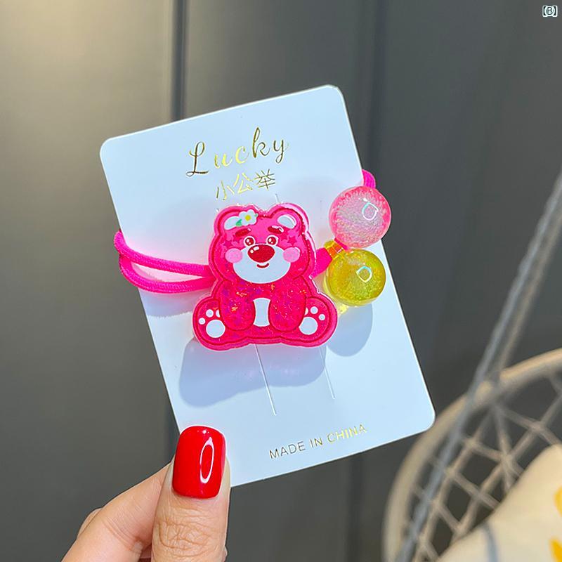 かわいい イチゴ クマ 子供 ヘア ロープ高耐久性 耐久性 ゴム バンド ヘッド ロープ ポニーテール ガールズ
