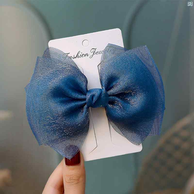 ガールズ用 ヘアピン 韓国 パール 光沢 サンド リボン 子供用 ヘア アクセサリー 頭飾り トップ クリップ サイド