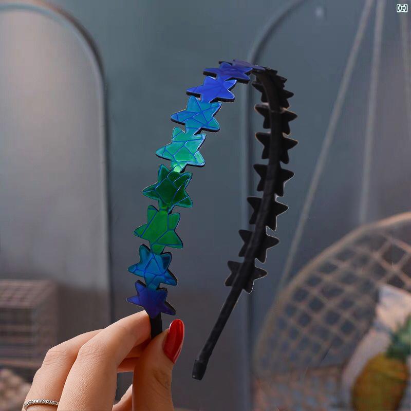 韓国 カラフル レーザー 五芒星 ヘッド バンド 子供 ヘア アクセサリー 光沢 ガールズ 前髪 壊れ 髪 仕上げ