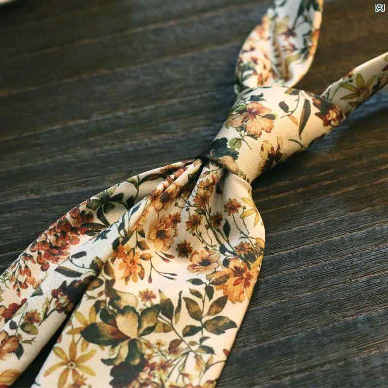 メンズ　メンズファッション　ファッション小物　メンズ小物 男女兼用 油絵 シリーズ フラワープリント レトロ 不思議 柄 コーヒー 色 イエロー 和装 結婚式 カジュアル 衿