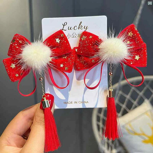 子供 新お祝い レッド タッセル リボン ヘア クリップ ヘアピン 頭飾り ガールズ 新星 子供 新お祝い レッド タッセル リボン ヘア クリップ ヘアピン 頭飾り ガールズ 新星