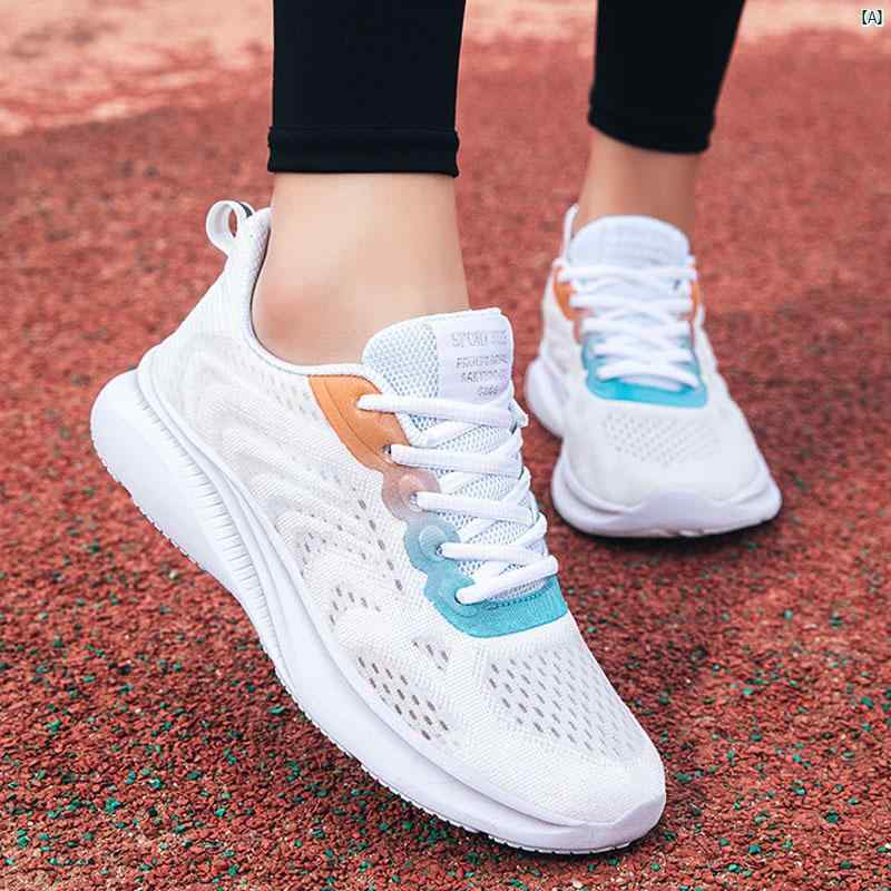 夏 スポーツ シューズ レディース メッシュ 通気性 シングル 薄型 ソフト ソール ランニング