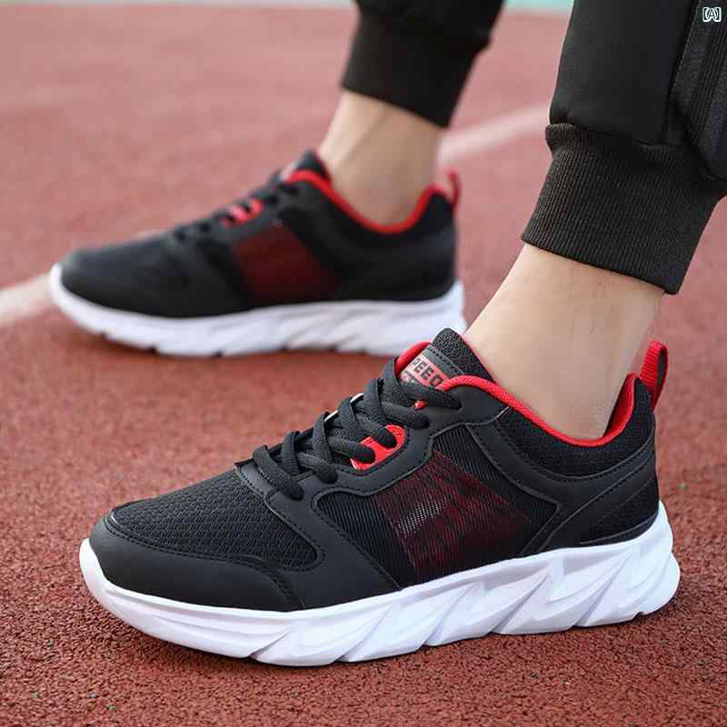 メンズシューズ メッシュ 通気性 学生 スポーツ シューズ メンズ ティーンエイジャー 軽量 ソフト ソール 防臭 カジュアル ランニング