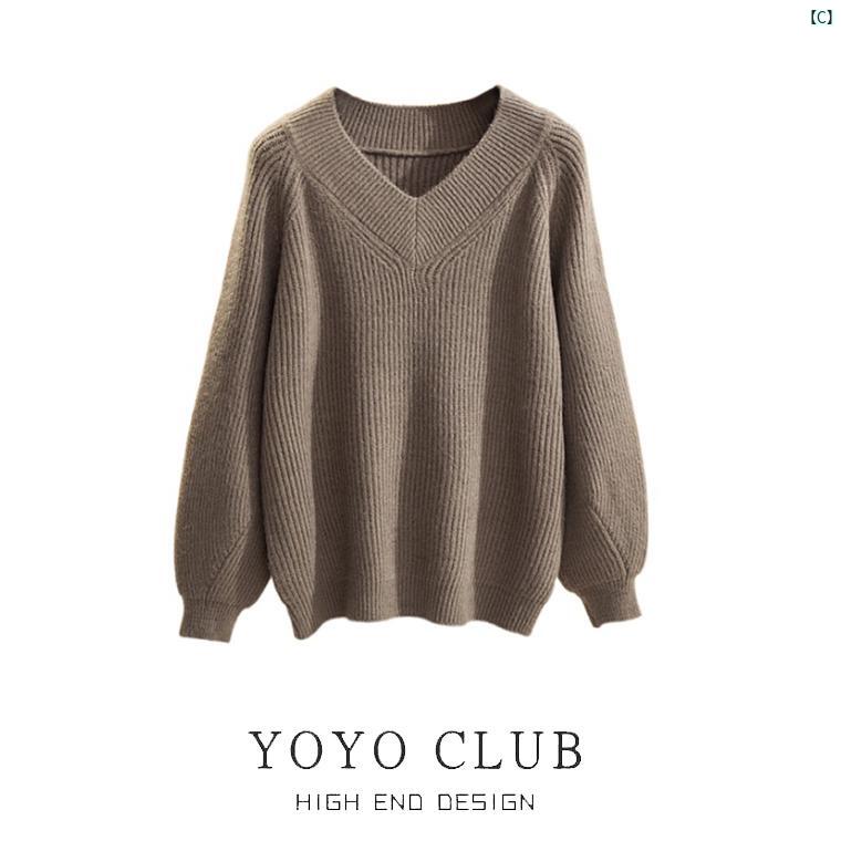 レディース ファッション 大きめ たり オシャレ 上品 秋冬 レディース 大きいサイズ Vネック セーター ぽっちゃり ガールズ たり プルオーバー 流出
