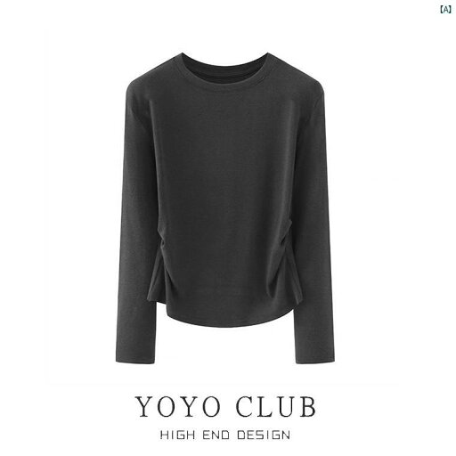 動きすい服 レディース レディース ファッション 韓国 オシャレ 上品 秋 ラウンドネック 右 肩 長袖 t シャツ ウエスト スリム ショート プリーツ トップ 動きすい服 レディース レディース ファッション 韓国 オシャレ 上品 秋 ラウンドネック 右 肩 長袖 t シャツ ウエスト スリム ショート プリーツ トップ