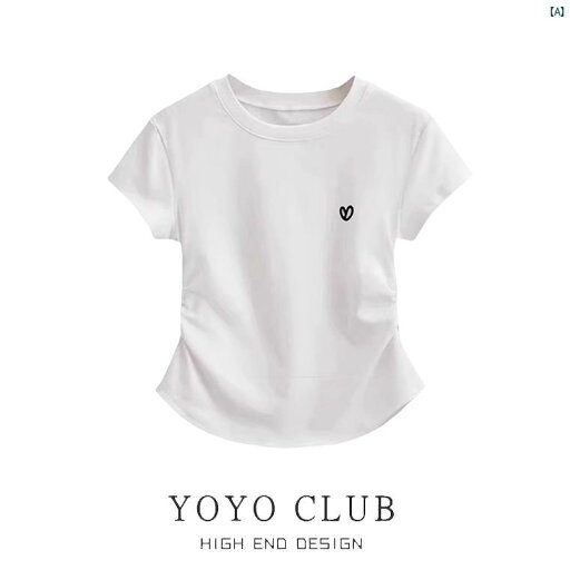 動きすい服 レディース レディース ファッション 韓国 オシャレ 上品 夏 愛 刺繍 右 肩 半袖 Tシャツ ウエスト スリム ショート プリーツ トップ 動きすい服 レディース レディース ファッション 韓国 オシャレ 上品 夏 愛 刺繍 右 肩 半袖 Tシャツ ウエスト スリム ショート プリーツ トップ