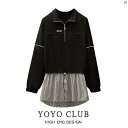 動きすい服 レディース レディース ファッション 韓国 オシャレ 上品 大きめ サイズ フェイク 2点 トレーナー 秋冬 mm スリム ミドル丈 カジュアル ジャケット(4)