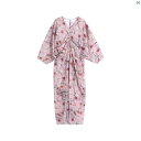 レディース ファッション 春 秋 冬 オシャレ 綺麗 上品 海外 韓国ファッション フレンチ 優しい 花柄 ドレス レディース 夏 薄手 スリム シフォン ロング スカート(4)