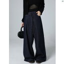 レディース ファッション 春 秋 冬 オシャレ 綺麗 上品 海外 韓国ファッション ダーク ブルー アメリカン ストレート ジーンズ レディース 小柄くて スリム カジュアル フロア レングス パンツ(4)