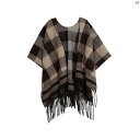 レディース ファッション 春 秋 冬 オシャレ 綺麗 上品 海外 韓国ファッション メイラード カラー チェック柄 タッセル ショール スカーフ レディース 韓国 ハイエンド 暖かい(4)