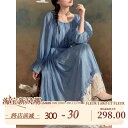 レディース ファッション 冬 綺麗 大歳 上品 オシャレ 喬 花瓶 秋 起毛 テクスチャー ラウンドネック ロマンチック 文学 風 エレガント 長袖 ドレス(4)