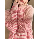 レディース ファッション 冬 綺麗 大歳 上品 オシャレ 喬 華 順 ニット ドレス 秋冬 ピンクストライプ ハイエンド セーター ロング スカート(4)