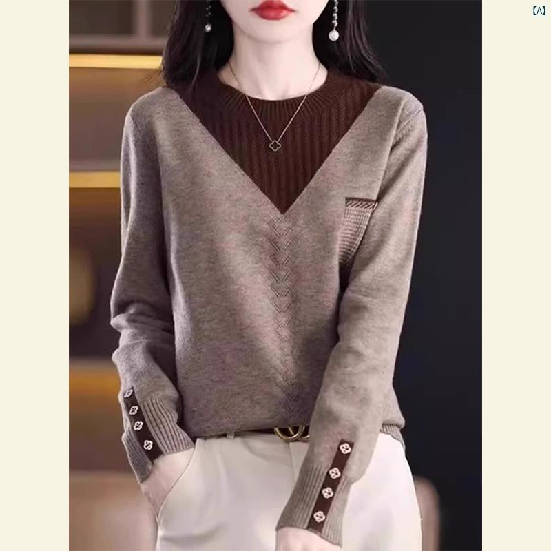 レディース　ファッション　韓国ファッション　上品 韓国 シック ユニーク トップス 冬 美しくて 高級 て ブラウン セーター す