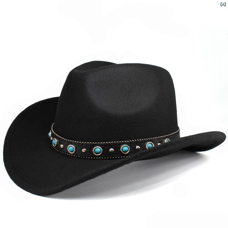 3 サイズ 大きい 頭囲 調整可能 春秋　冬 メンズレディース ウール 乗馬 ウエスタン カウボーイ ハット