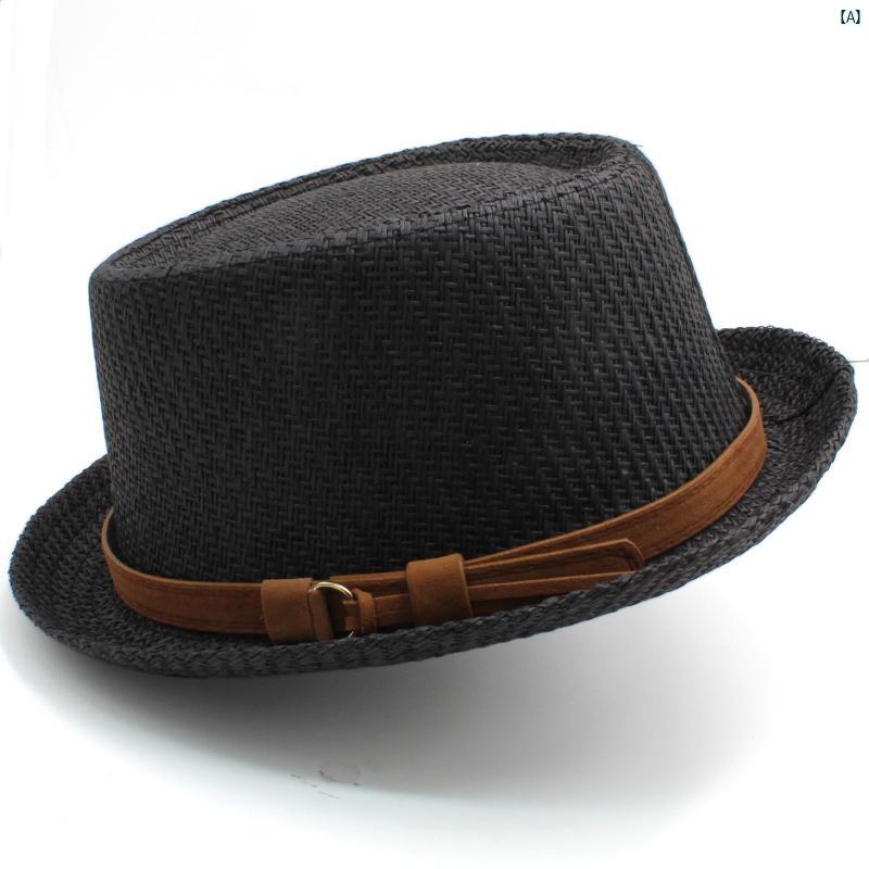 夏 メンズ レディース 麦わら 帽子 フラット トップ サンハット ジャジー ブリ ティッシュ カジュアル カー リング レトロ 編み