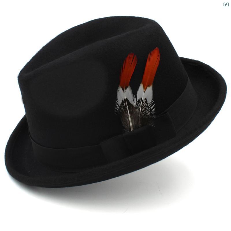 春秋　冬 メンズレディース 羽 飾り ハット 英国 ステージ レトロ 紳士 帽子 ストリート ジャズ 小柄