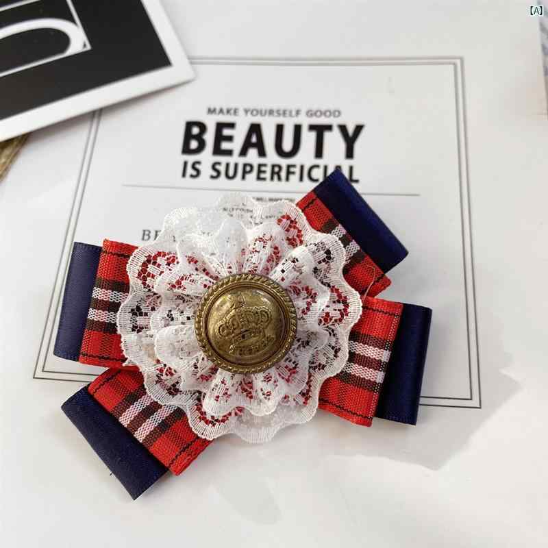レディース　アクセサリー　衣装　コスプレ　パーティー　かわいい　オシャレ 韓国 英国 蝶 ネクタイ レディース 小柄 カレッジ ガール カラー フラワー レッド ブルー チェック柄 レース シャツ ベース アクセサリー