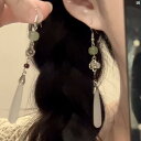 レディース アクセサリー 上品 かわいい 綺麗 付けすい シンプル 中華風 グリーンウォーター ドロップ タッセル イヤリング クール ロング 漢服 チャイナ ドレス
