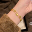 レディース アクセサリー 上品 かわいい 綺麗 付けすい シンプル レトロ 金色 二重層 四つ葉 クローバー ブレスレットットット ット 軽量 贅沢 ハイエンド