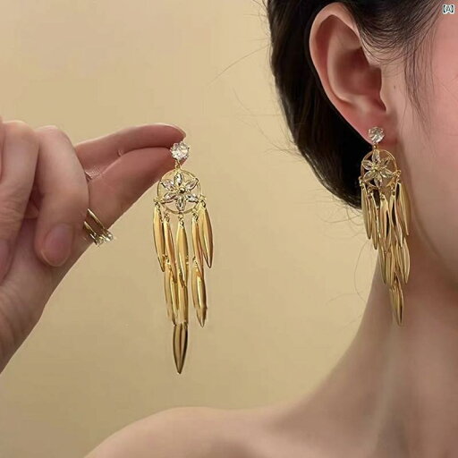 レディース アクセサリー 上品 かわいい 綺麗 付けすい シンプル レトロ ゴールデンフラワー リーフ タッセル イヤリング ハイエンド ロング 個性 誇張 レディース レディース アクセサリー 上品 かわいい 綺麗 付けすい シンプル レトロ ゴールデンフラワー リーフ タッセル イヤリング ハイエンド ロング 個性 誇張 レディース