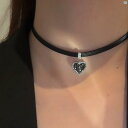 レディース アクセサリー 上品 かわいい 綺麗 付けすい シンプル ブラック ラブ ペンダント 編組 レザー ロープ チョーカー クール ネックレス ハイエンド 鎖骨 チェーン