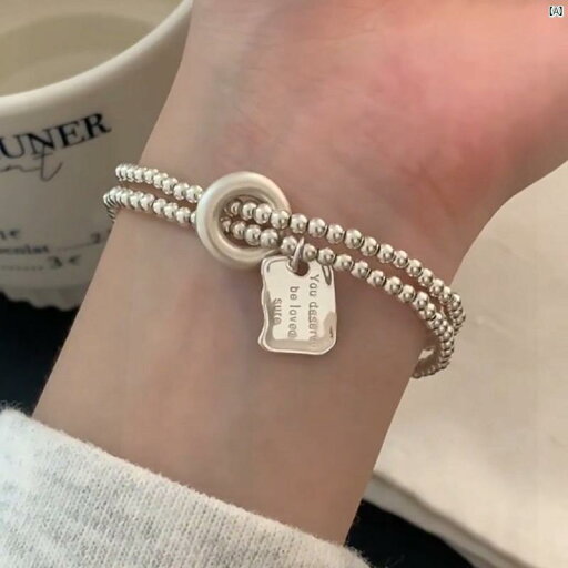 レディース アクセサリー 上品 かわいい 綺麗 付けすい シンプル 二層 シルバービーズ ブレスレットットット ット レター プレート 安全 バックル シンプル クール 高度 耐久性 ロープ イン レディース レディース アクセサリー 上品 かわいい 綺麗 付けすい シンプル 二層 シルバービーズ ブレスレットットット ット レター プレート 安全 バックル シンプル クール 高度 耐久性 ロープ イン レディース
