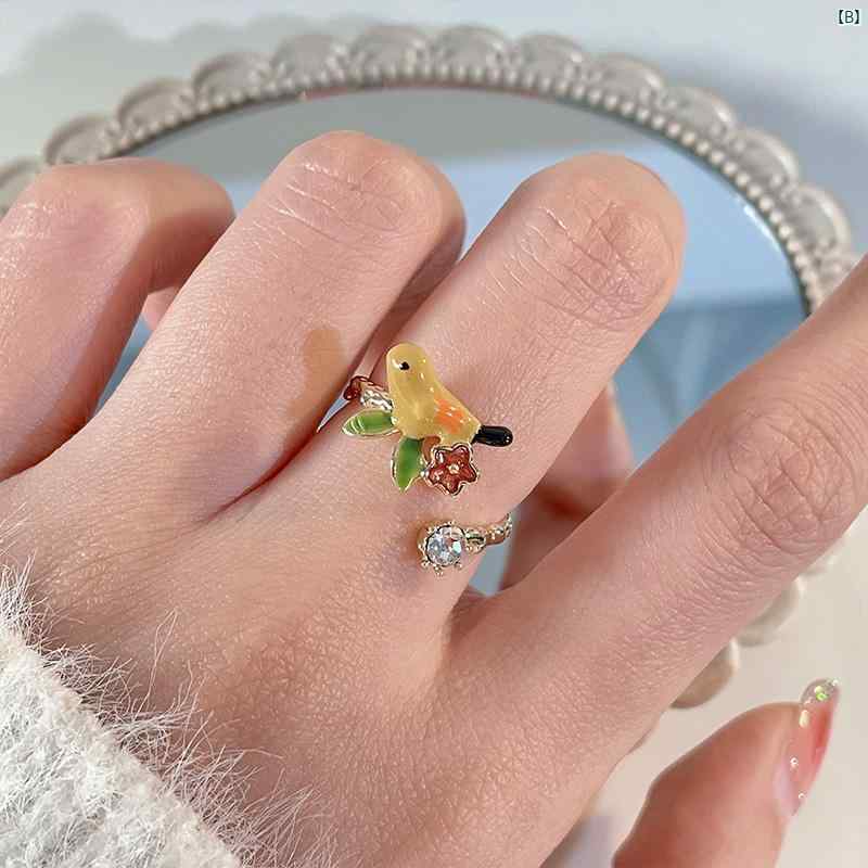 レディース アクセサリー　上品　かわいい　綺麗　付けすい　シンプル プリンセス歳 差し 指 リング ガールズ エナメル ハイエンド ヴィンテージ オープン