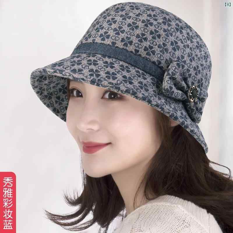 老婦歳 厚手 帽子 母 レディース 秋冬おばあちゃん 暖かい ウール バケット ハット 漁師 高 者 布