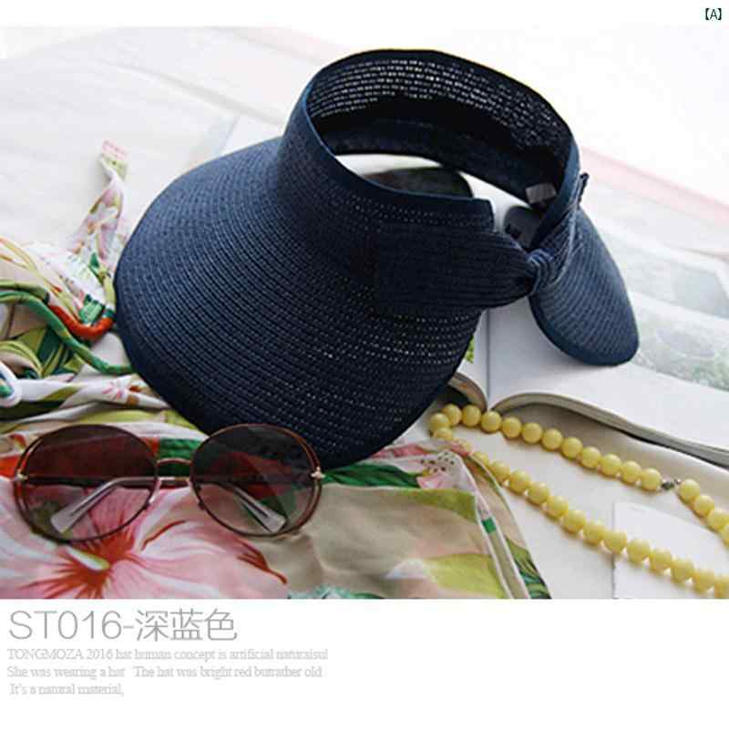 高 者 ガールズ 休日 帽子 海辺 日焼け防止 つば広 ビーチ 麦わら 夏 空 ハット 折りたたみ式